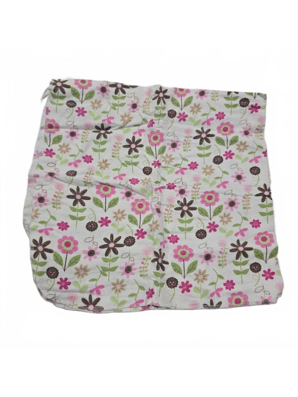 Vintage Circo Baby Girl Cotton Flannel Blanket Pink Brown Green Flowers Security